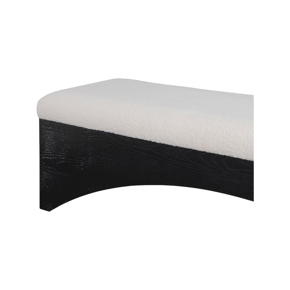 Lawson Beige Velour Fur Fabric Bench