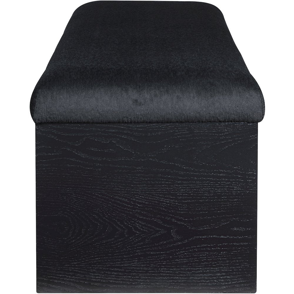 Lawson Black Velour Fur Fabric Bench