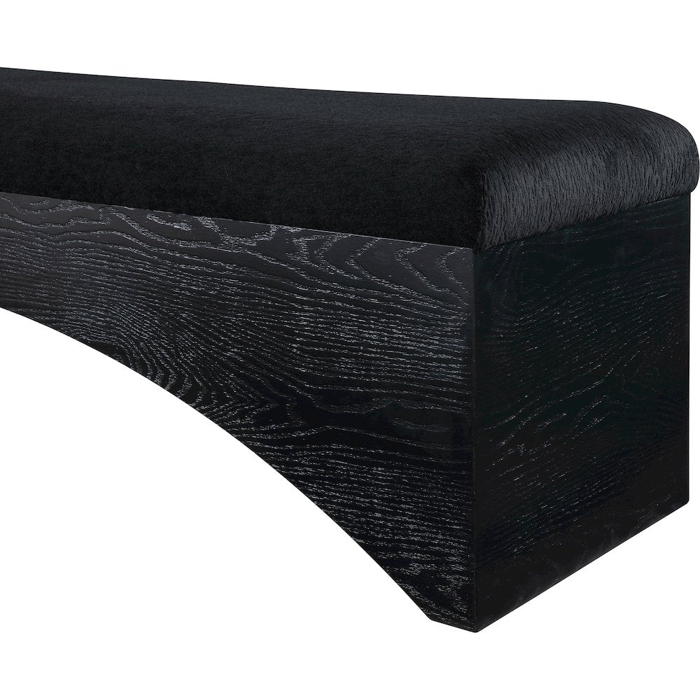 Lawson Black Velour Fur Fabric Bench