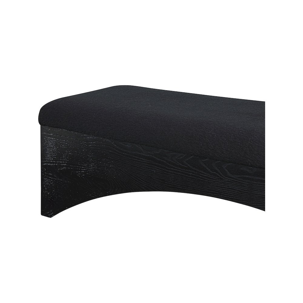Lawson Black Velour Fur Fabric Bench
