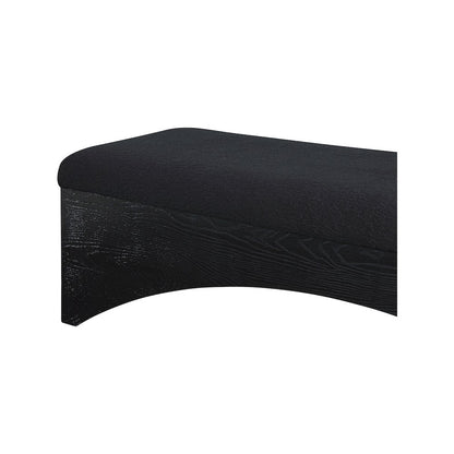 Lawson Black Velour Fur Fabric Bench