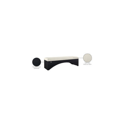 Lawson Cream Velour Fur Fabric Bench