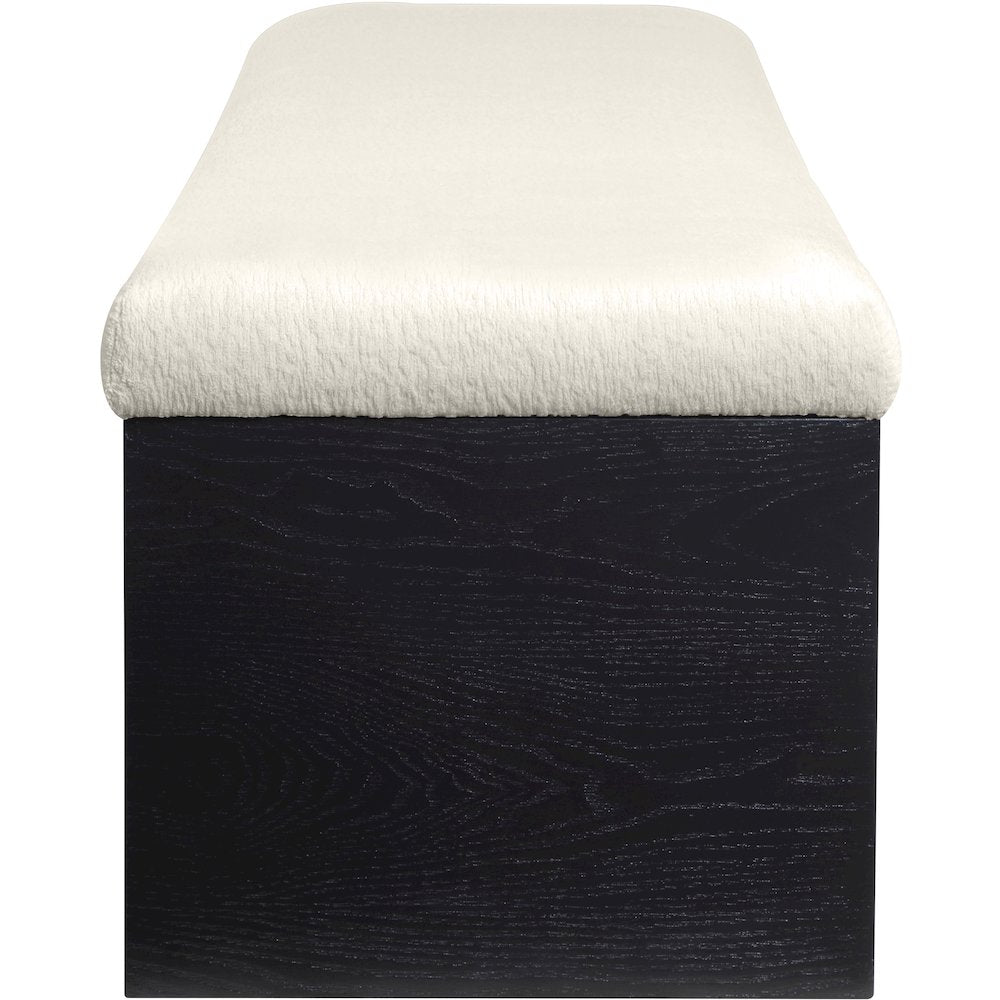 Lawson Cream Velour Fur Fabric Bench