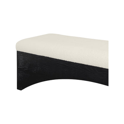 Lawson Cream Velour Fur Fabric Bench