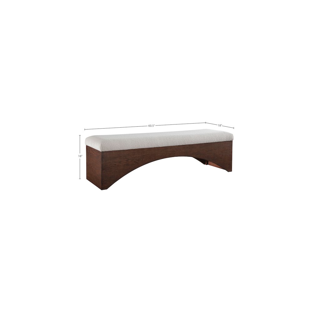 Lawson Beige Velour Fur Fabric Bench