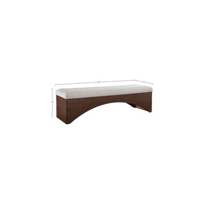 Lawson Beige Velour Fur Fabric Bench