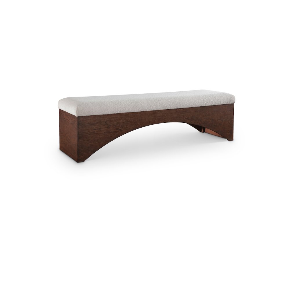 Lawson Beige Velour Fur Fabric Bench