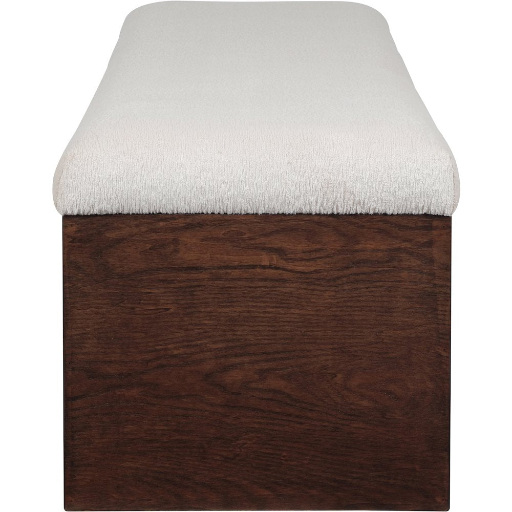 Lawson Beige Velour Fur Fabric Bench