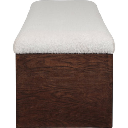 Lawson Beige Velour Fur Fabric Bench