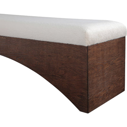Lawson Beige Velour Fur Fabric Bench
