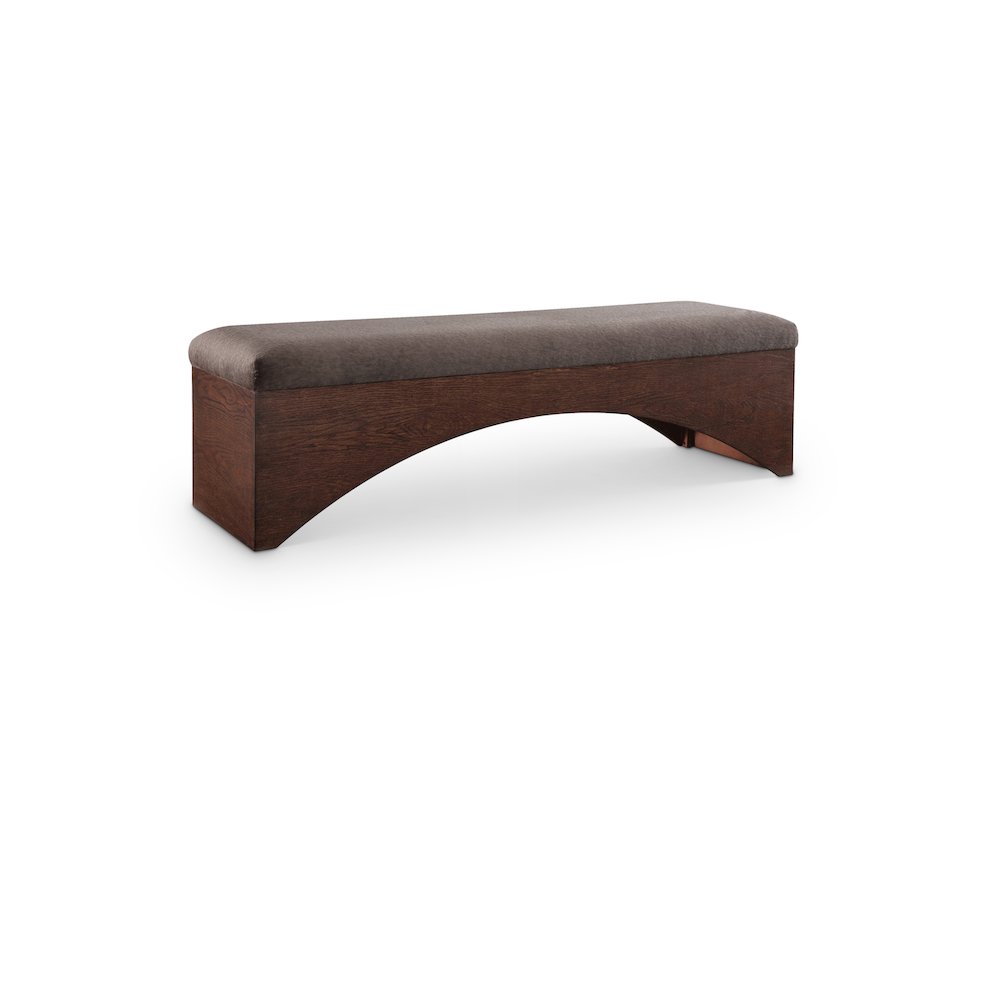 Lawson Brown Velour Fur Fabric Bench
