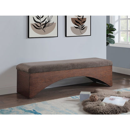Lawson Brown Velour Fur Fabric Bench
