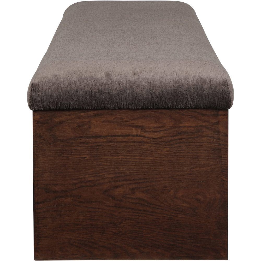 Lawson Brown Velour Fur Fabric Bench