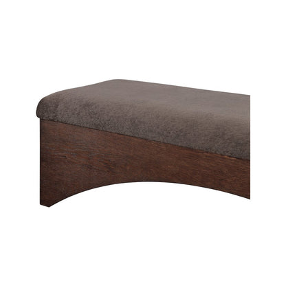Lawson Brown Velour Fur Fabric Bench