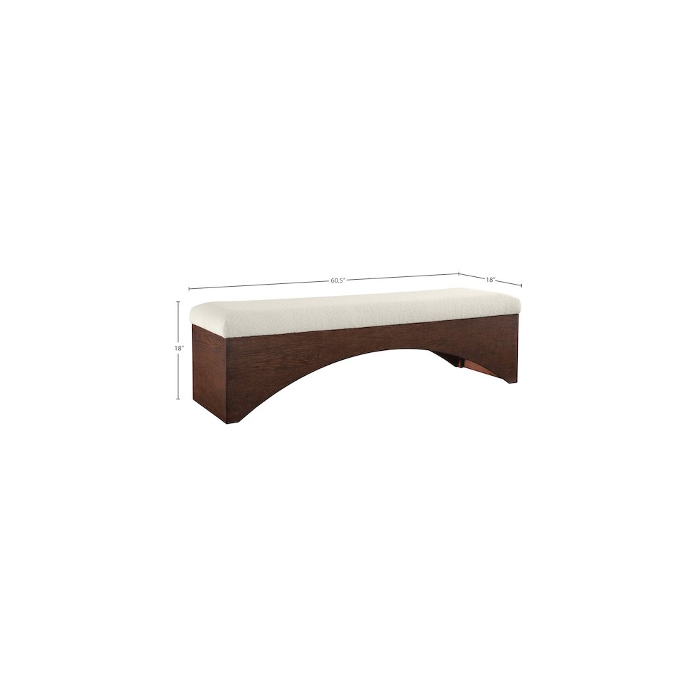 Lawson Cream Velour Fur Fabric Bench