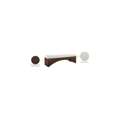Lawson Cream Velour Fur Fabric Bench