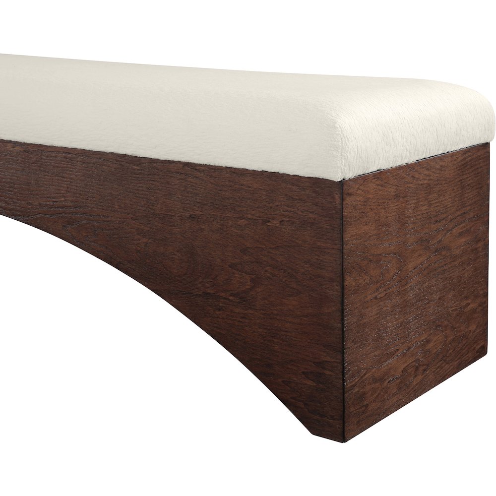 Lawson Cream Velour Fur Fabric Bench