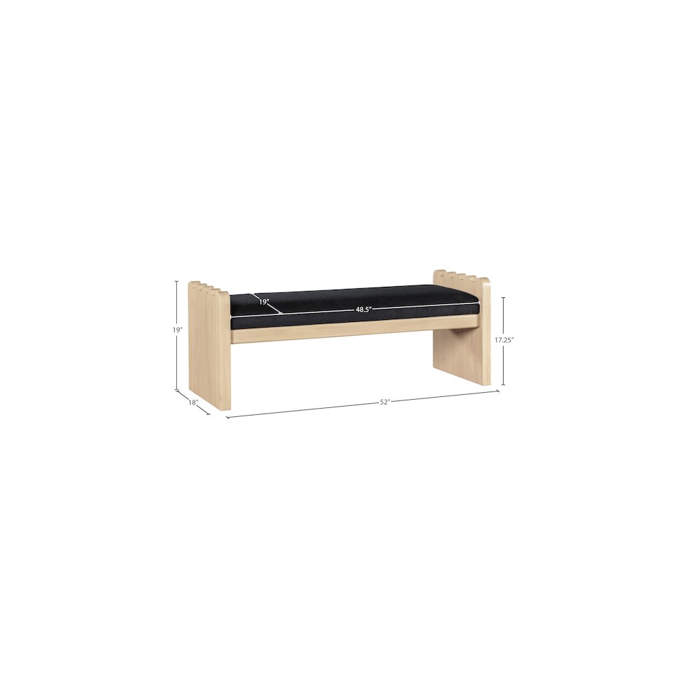 Sonia Black Velour Fur Fabric Bench
