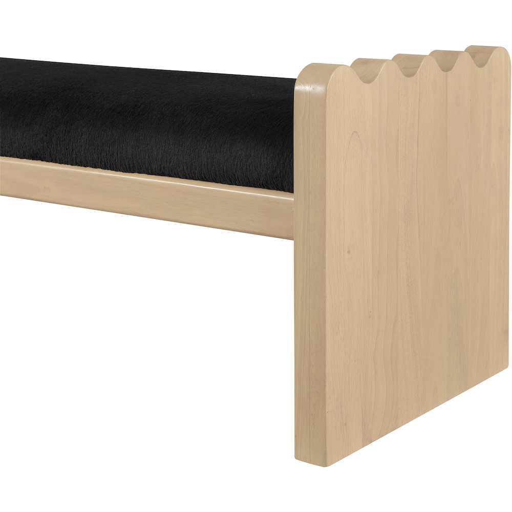 Sonia Black Velour Fur Fabric Bench