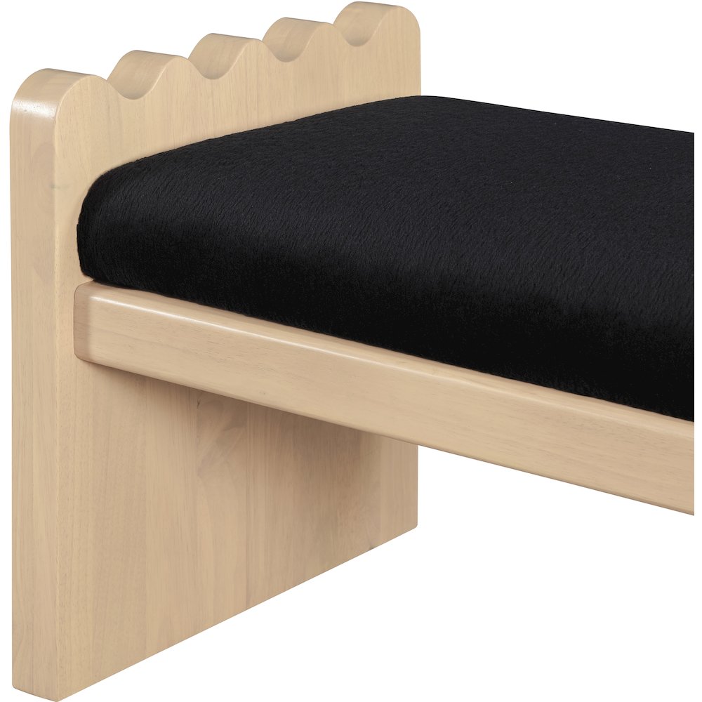 Sonia Black Velour Fur Fabric Bench