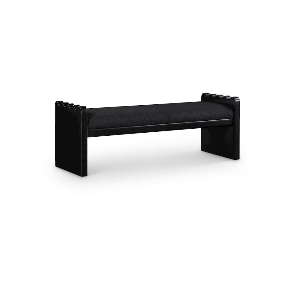 Sonia Black Velour Fur Fabric Bench