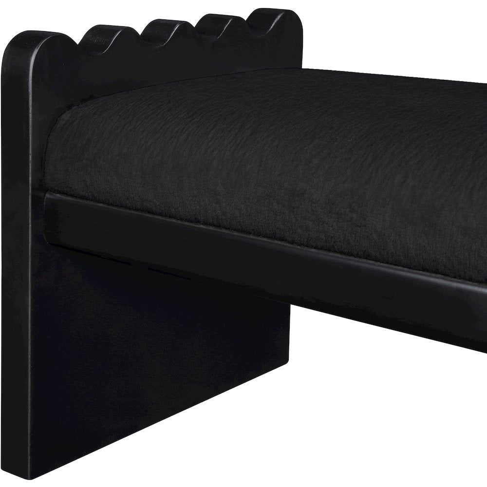 Sonia Black Velour Fur Fabric Bench