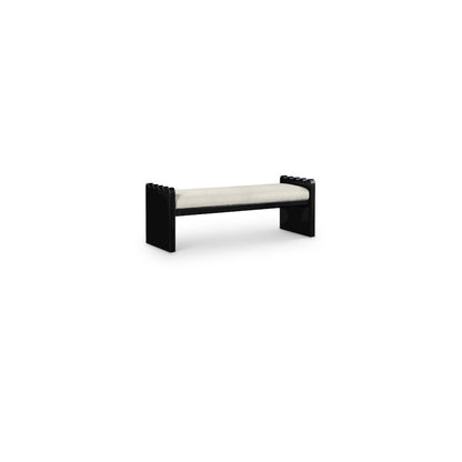 Sonia Cream Velour Fur Fabric Bench
