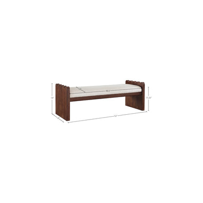 Sonia Cream Velour Fur Fabric Bench