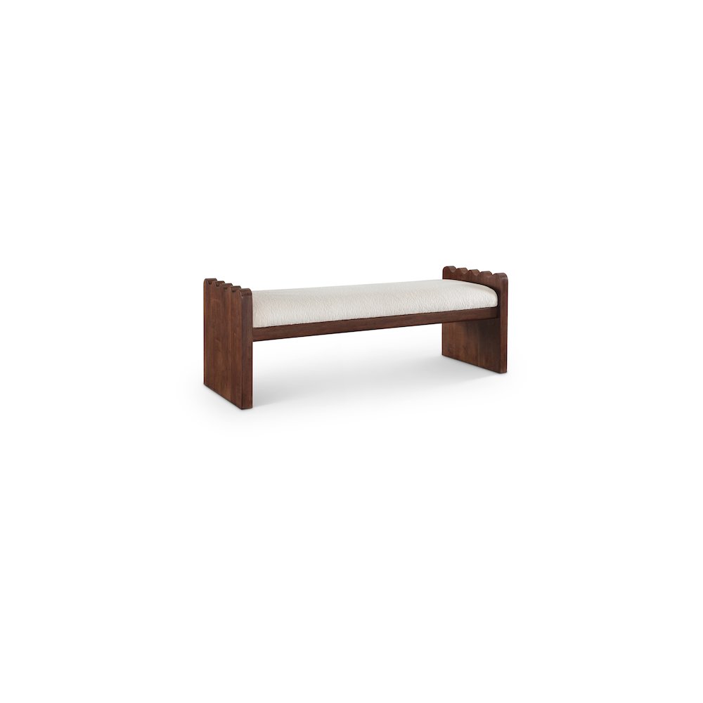 Sonia Cream Velour Fur Fabric Bench