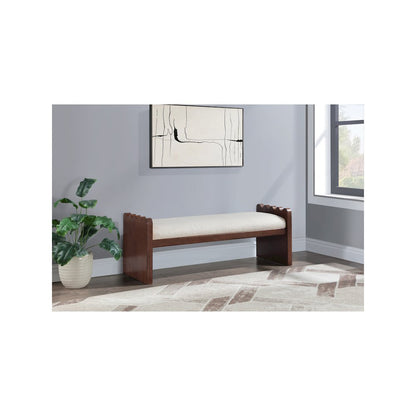 Sonia Cream Velour Fur Fabric Bench