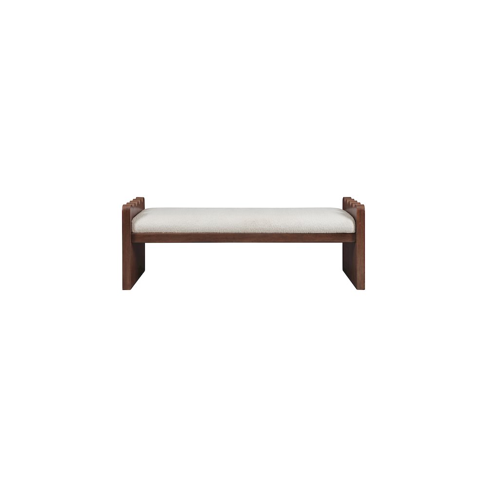 Sonia Cream Velour Fur Fabric Bench
