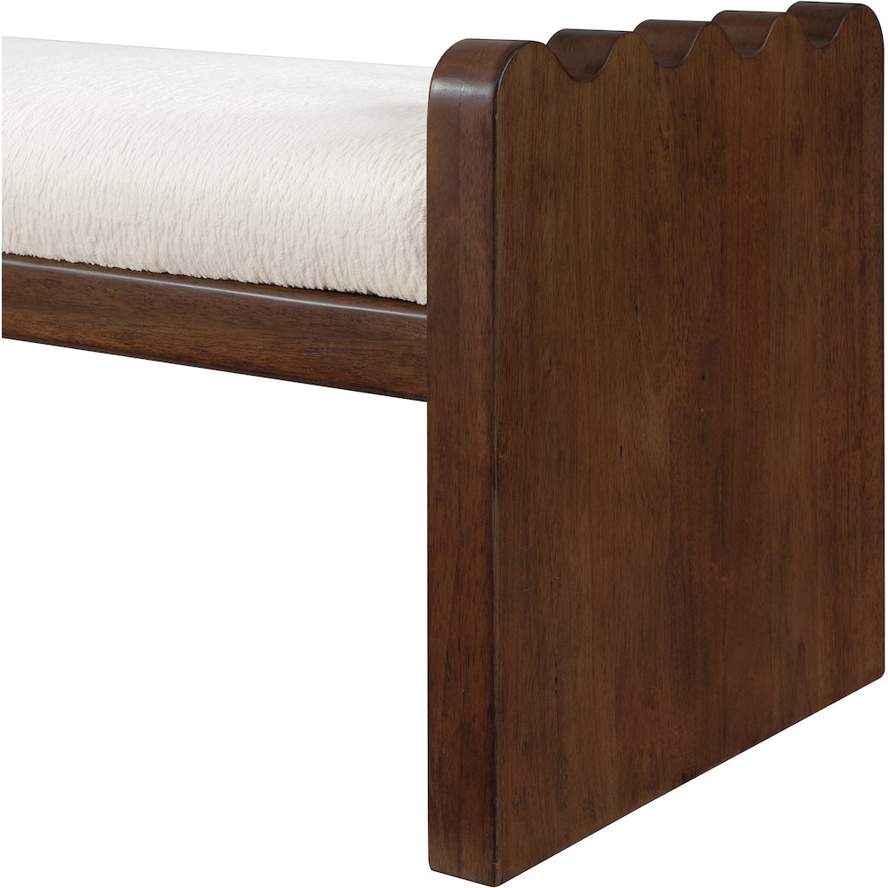 Sonia Cream Velour Fur Fabric Bench