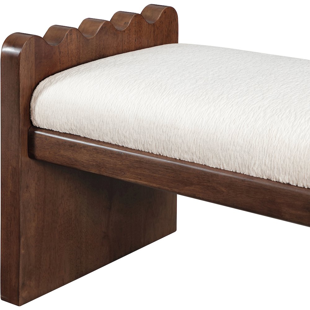 Sonia Cream Velour Fur Fabric Bench