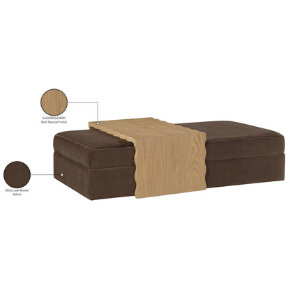 Woodra Brown Velvet Upholstered Coffee Table/Ottoman