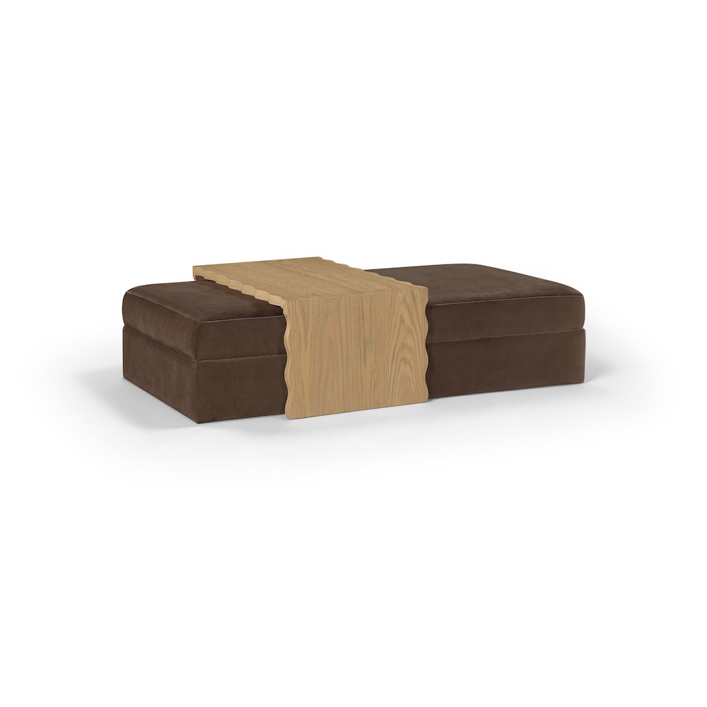 Woodra Brown Velvet Upholstered Coffee Table/Ottoman