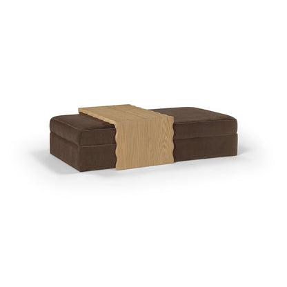 Woodra Brown Velvet Upholstered Coffee Table/Ottoman