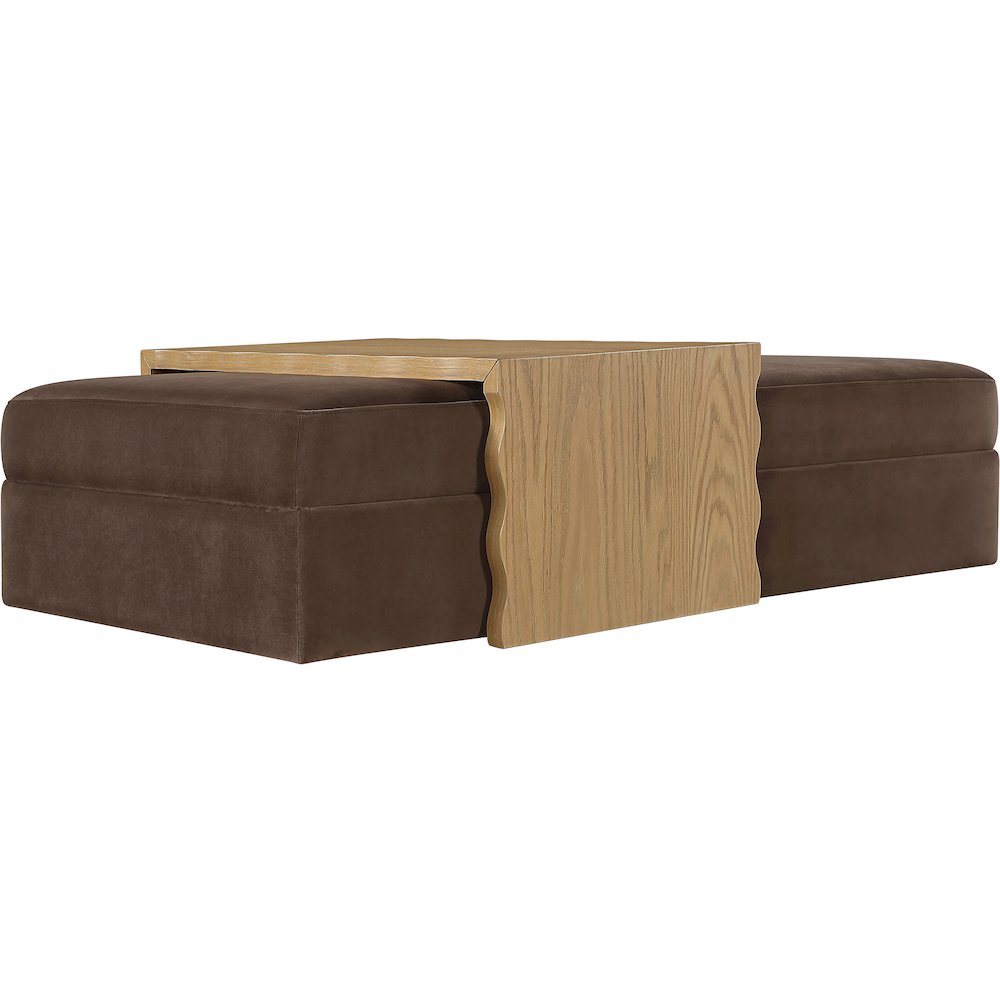 Woodra Brown Velvet Upholstered Coffee Table/Ottoman