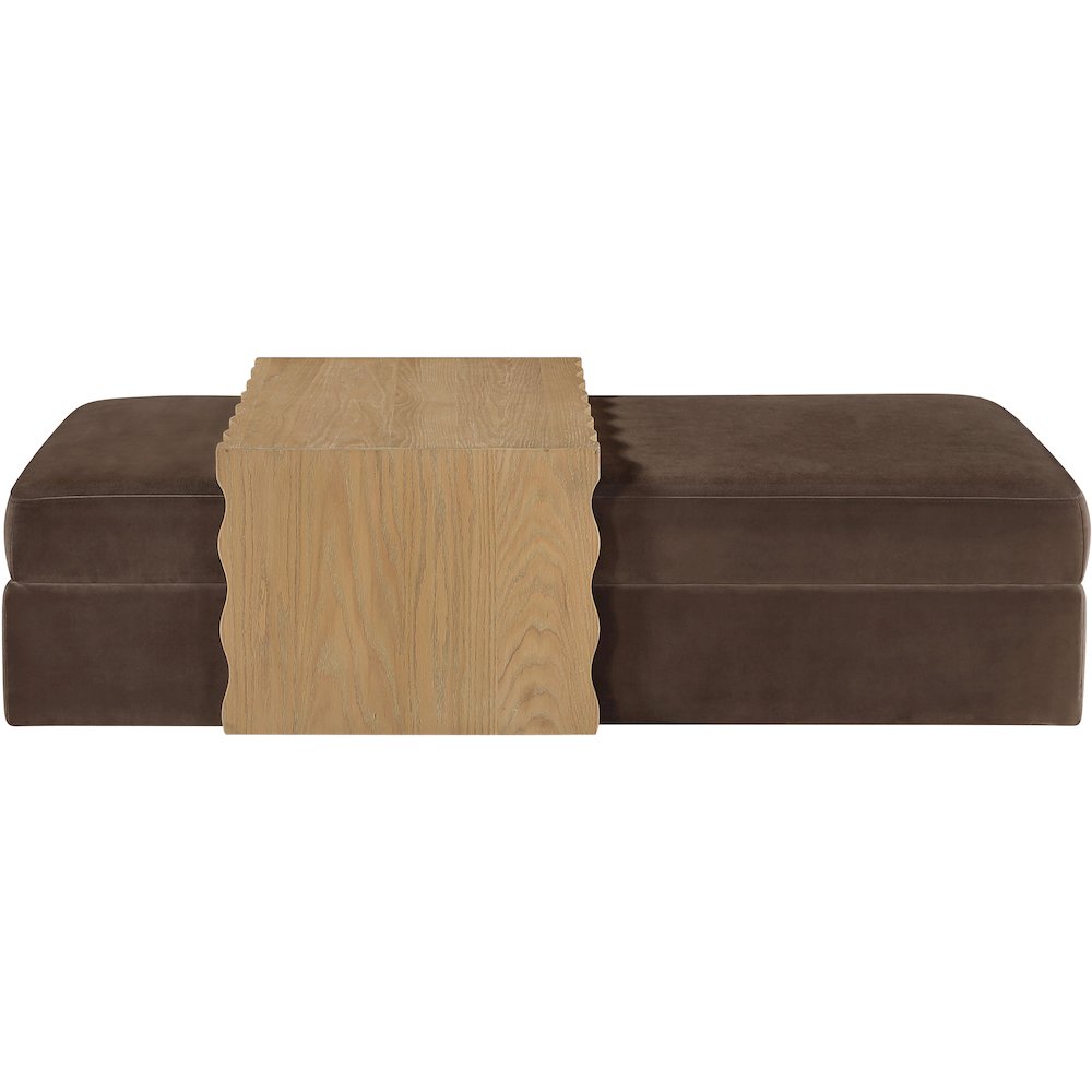 Woodra Brown Velvet Upholstered Coffee Table/Ottoman