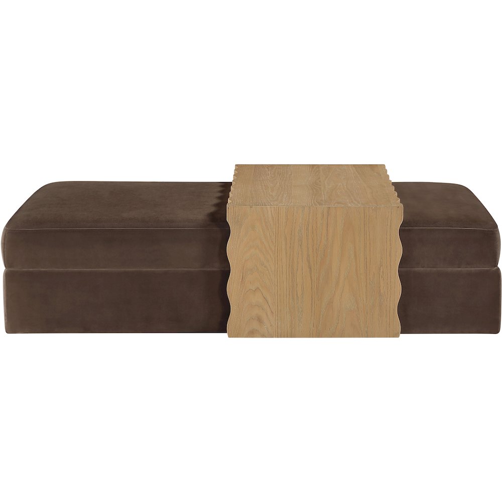 Woodra Brown Velvet Upholstered Coffee Table/Ottoman