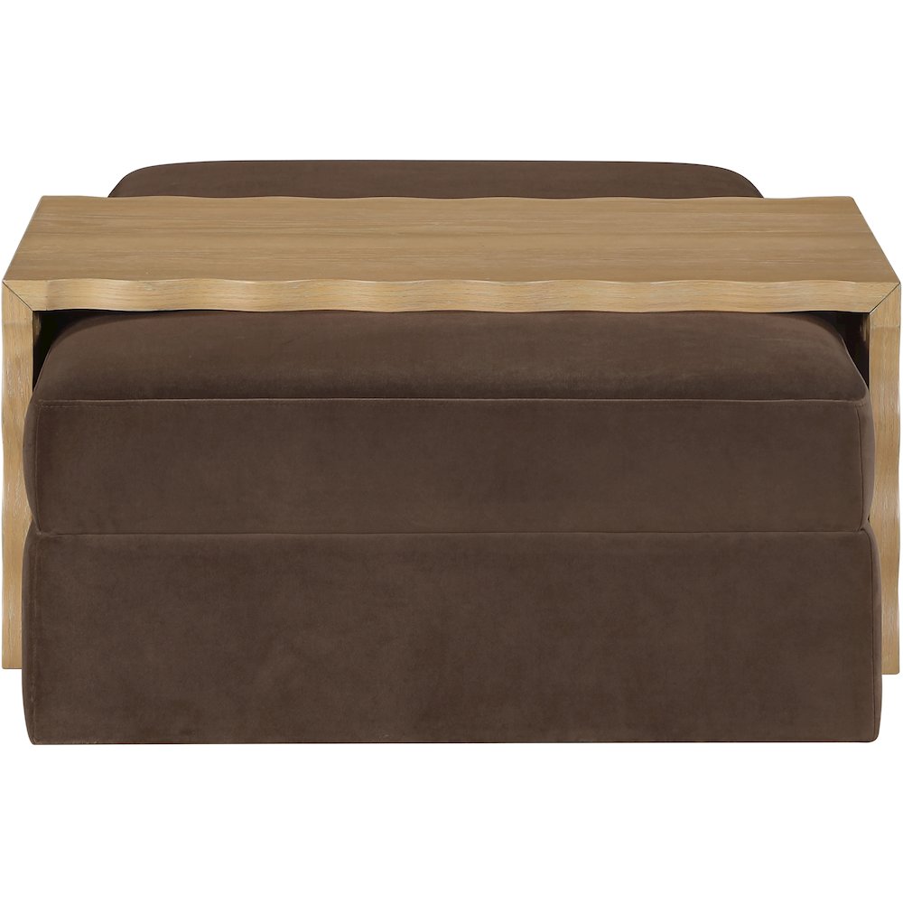 Woodra Brown Velvet Upholstered Coffee Table/Ottoman