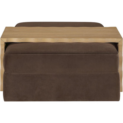 Woodra Brown Velvet Upholstered Coffee Table/Ottoman