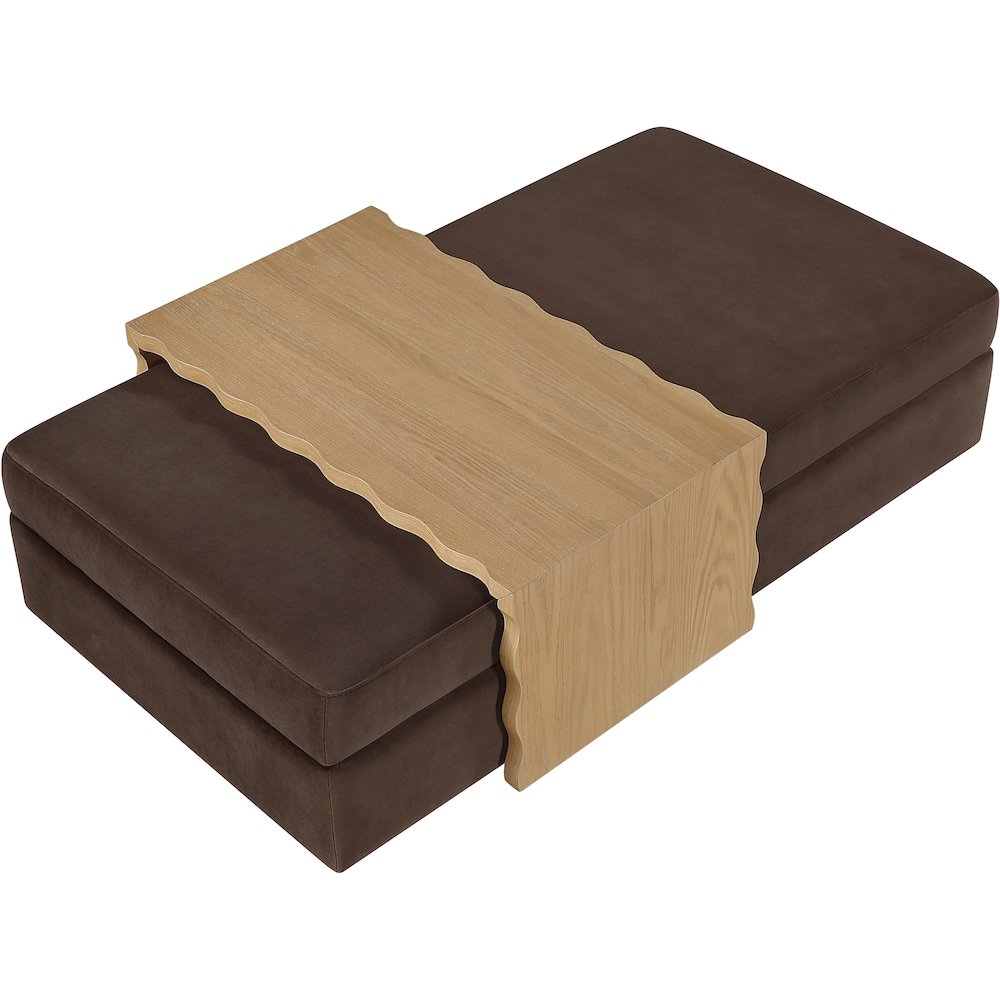 Woodra Brown Velvet Upholstered Coffee Table/Ottoman