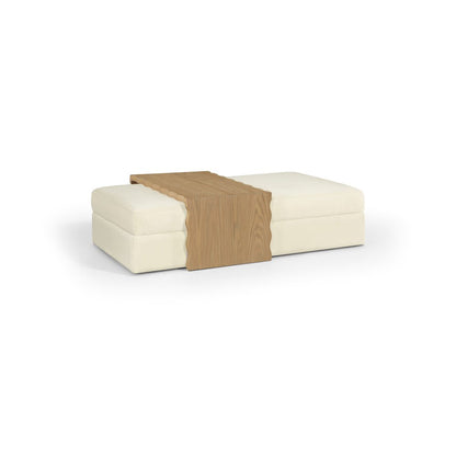 Woodra Cream Velvet Upholstered Coffee Table/Ottoman