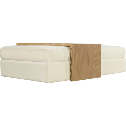 Woodra Cream Velvet Upholstered Coffee Table/Ottoman