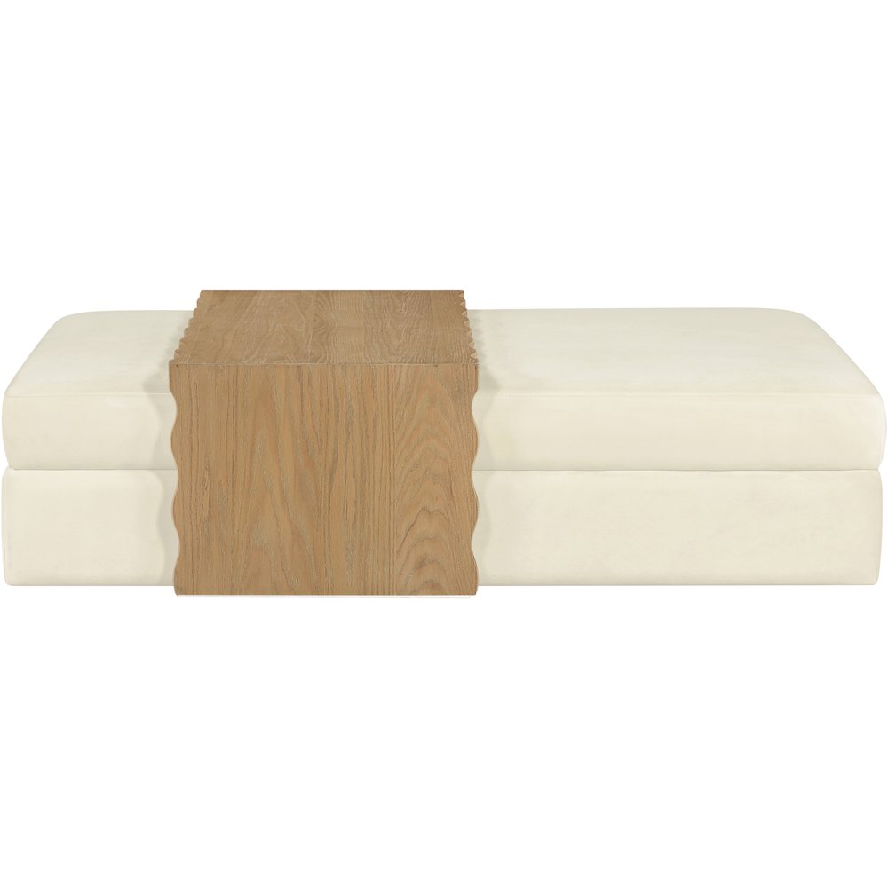 Woodra Cream Velvet Upholstered Coffee Table/Ottoman