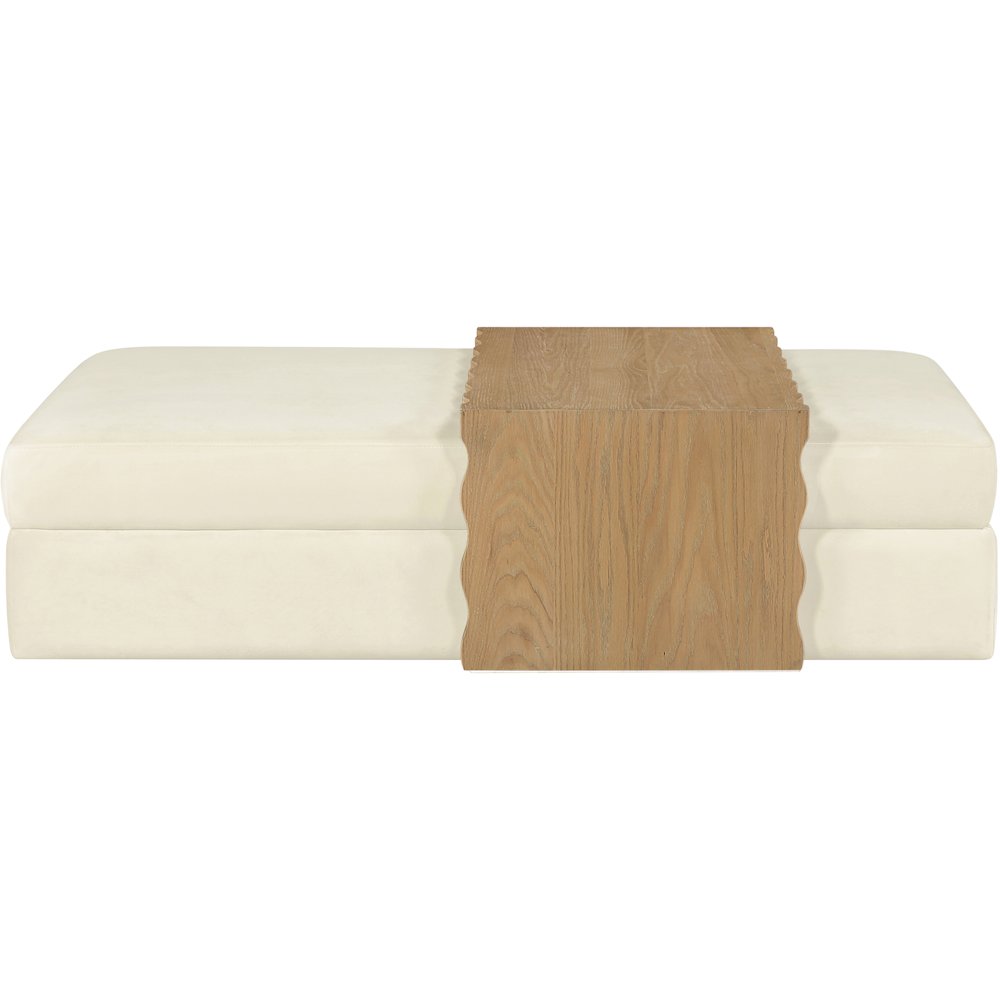 Woodra Cream Velvet Upholstered Coffee Table/Ottoman