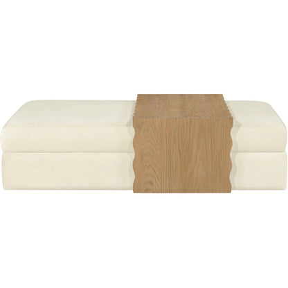 Woodra Cream Velvet Upholstered Coffee Table/Ottoman