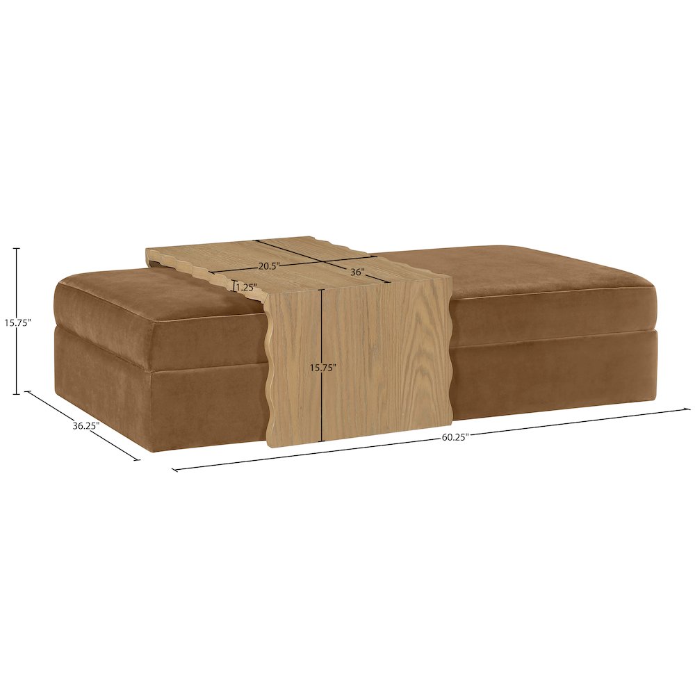 Woodra Saddle Velvet Upholstered Coffee Table/Ottoman
