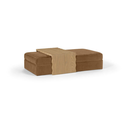 Woodra Saddle Velvet Upholstered Coffee Table/Ottoman