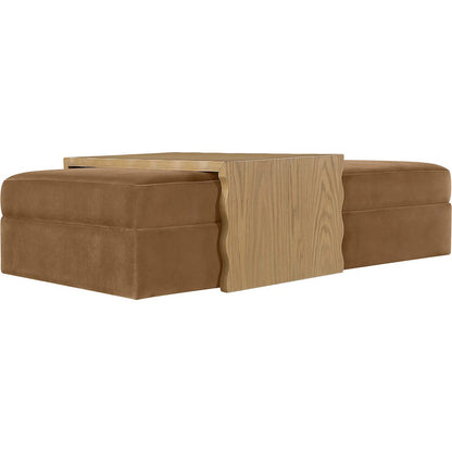 Woodra Saddle Velvet Upholstered Coffee Table/Ottoman